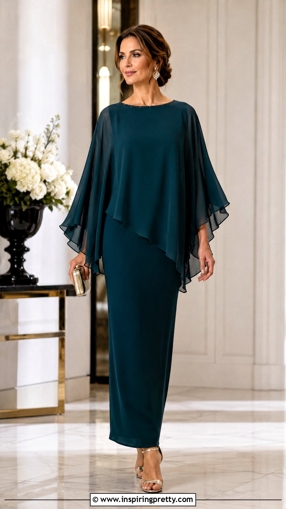 Cape Sleeve Top With Straight Long Skirt - 20 long skirt and top party wedding dresses
