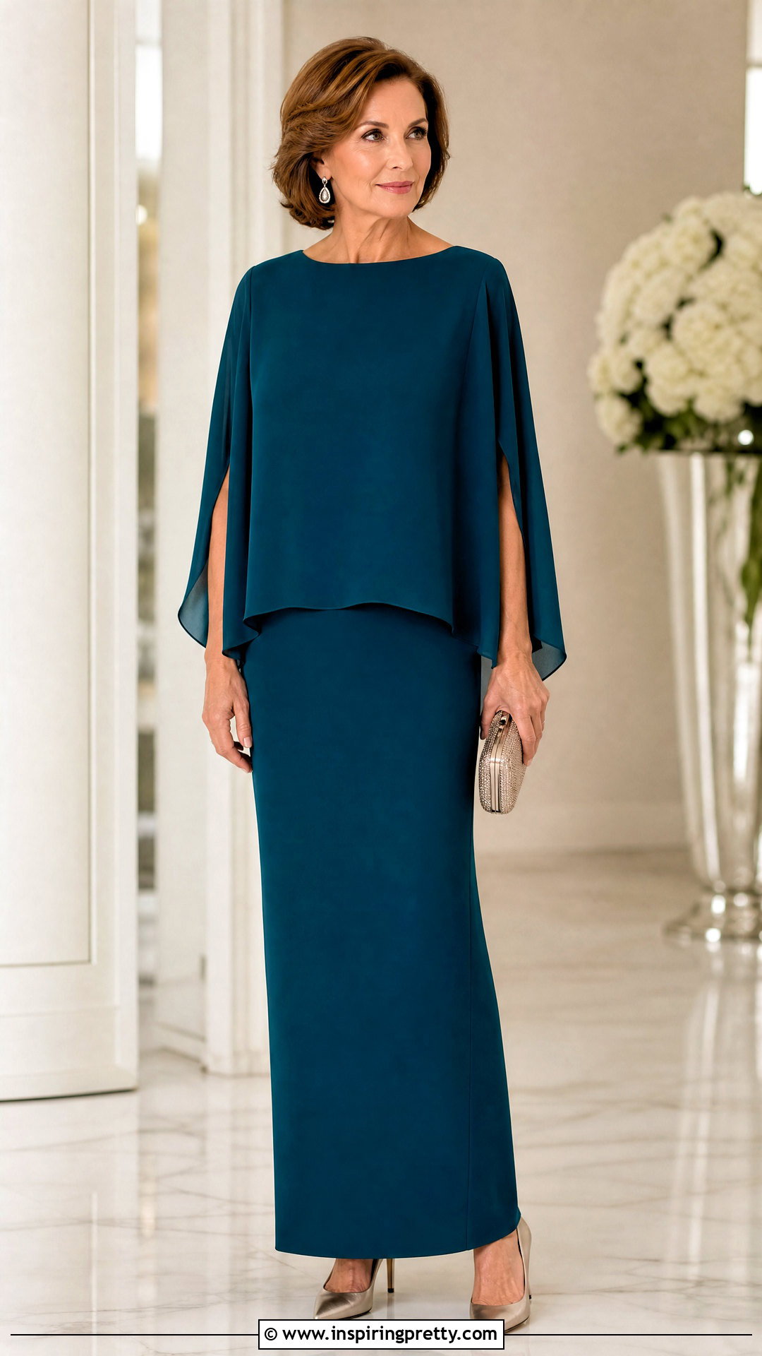 Cape Top And Straight Maxi Skirt Wedding Outfit - 20 Wedding Top And Skirt outfit ideas