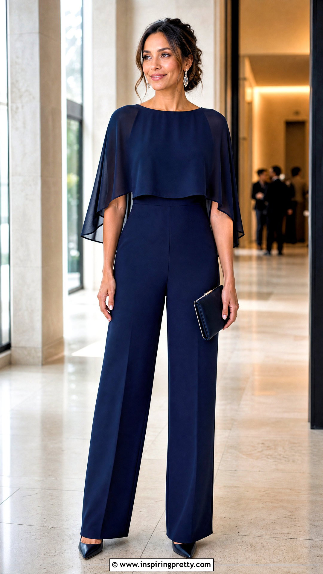 Cape Top Over A Sleeveless Jumpsuit - 50 Cape Top outfit ideas