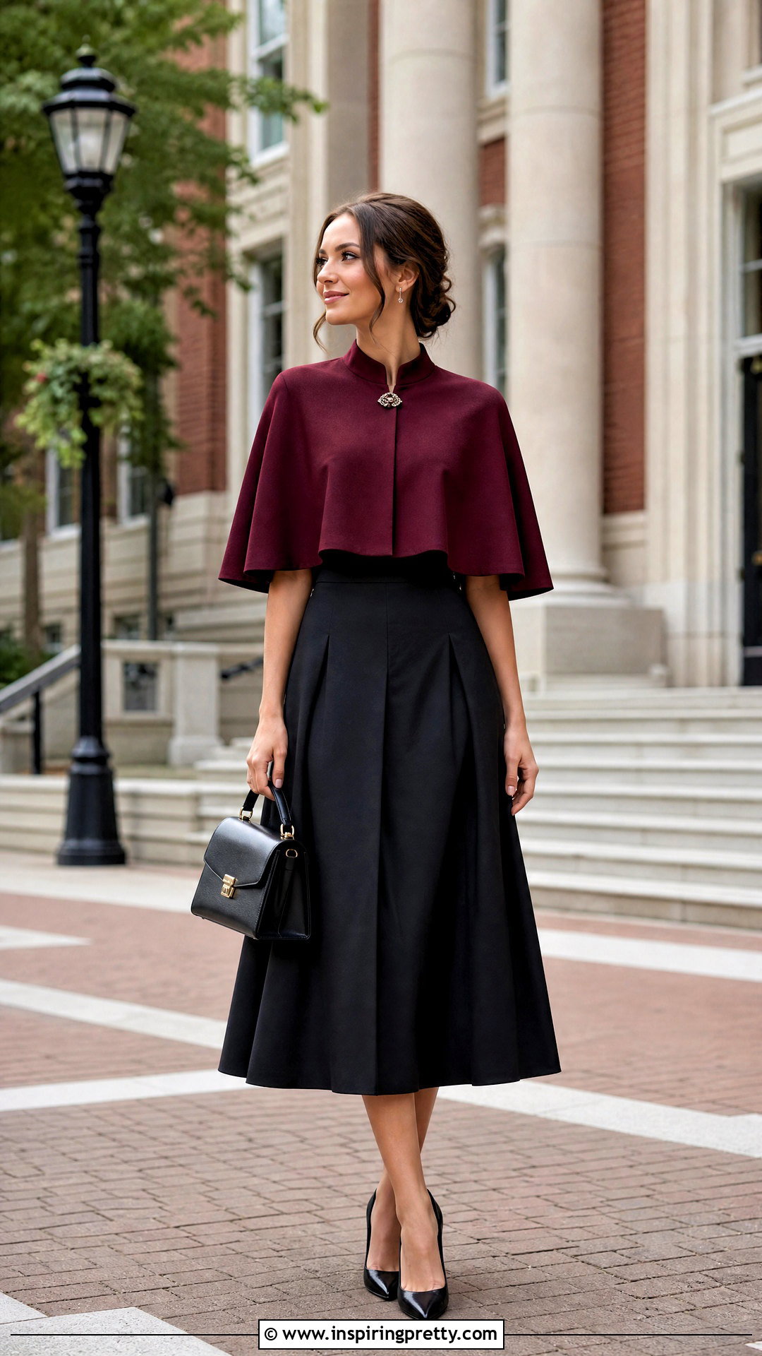 Cape Top With A Line Midi Skirt - 50 cape top outfits