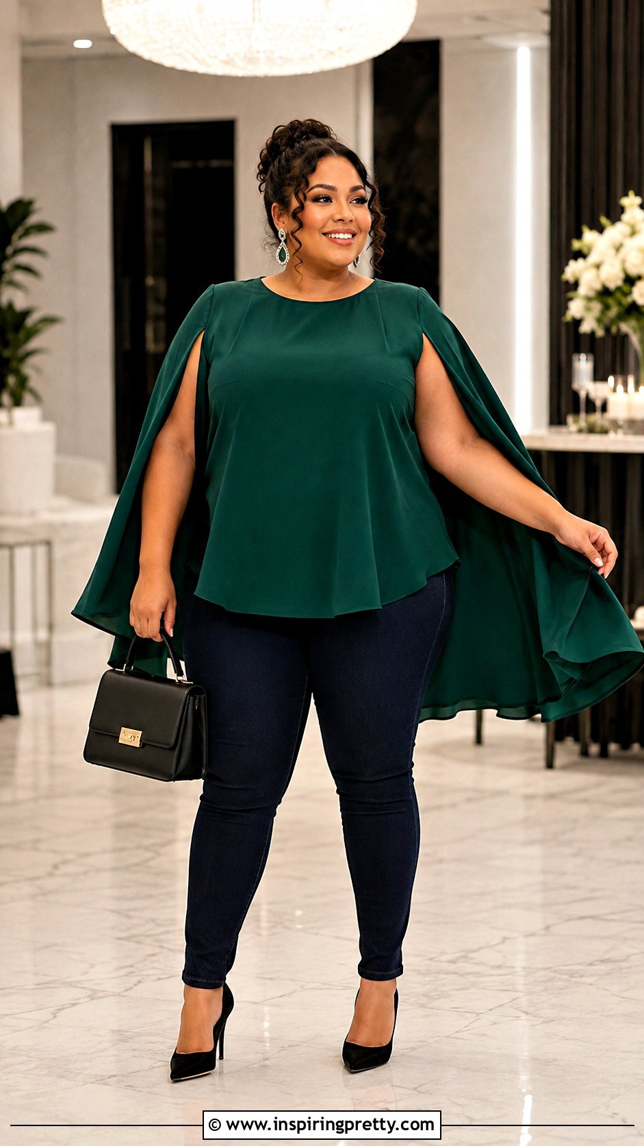 Cape Top With Dark Skinny Jeans - 50 fancy tops designs for jeans