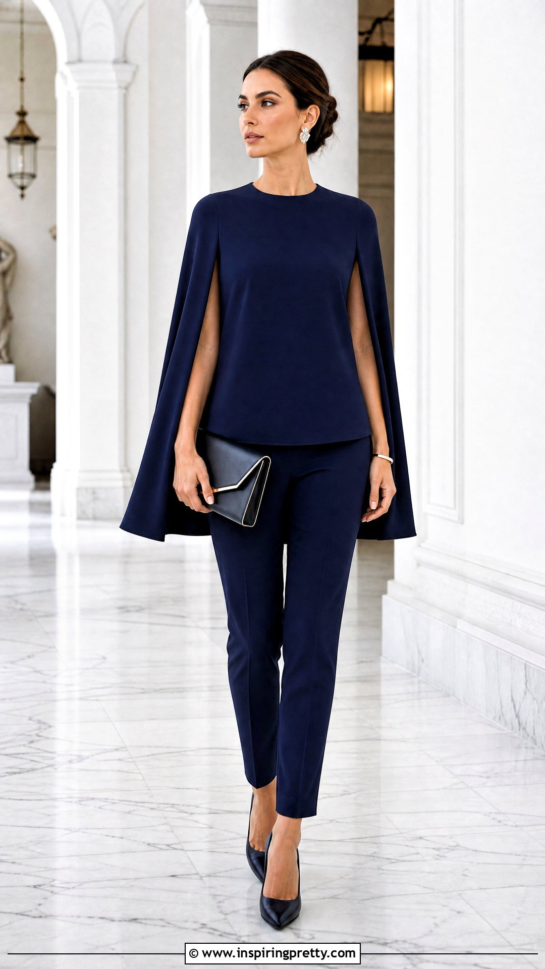 Cape Top With Pencil Pants - 50 trending tops outfit ideas