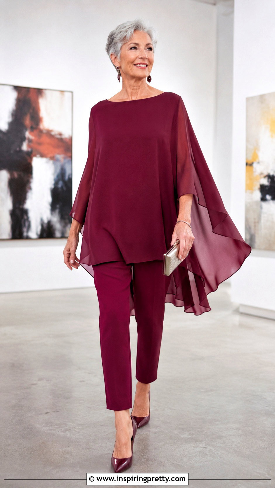 Cape Top With Slim Fit Pants - 25 special occasion tops outfit ideas