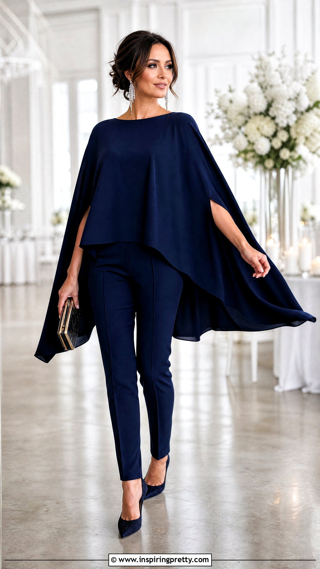 Cape Top With Slim Pants - 50 fancy top outfit ideas