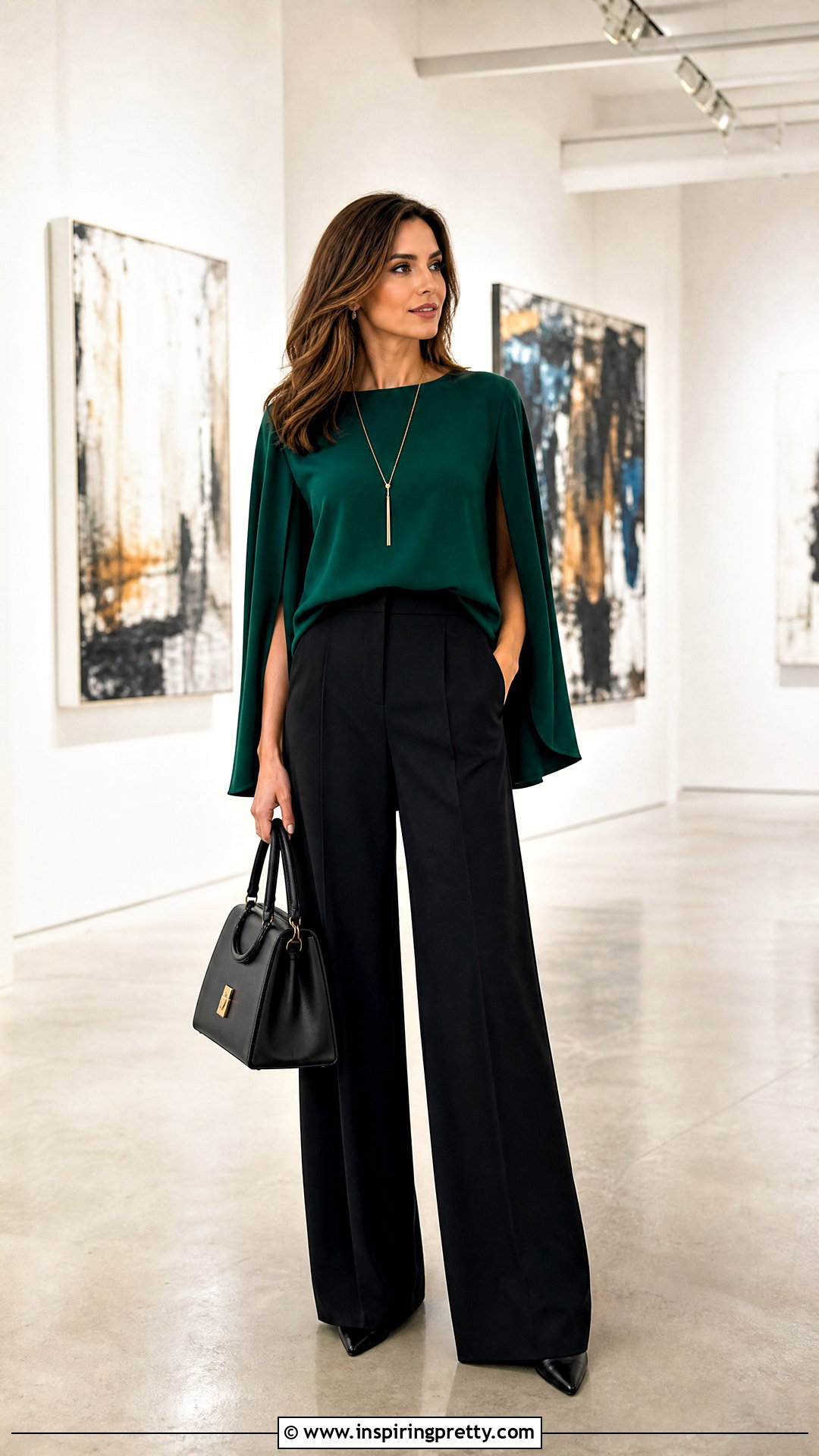 Cape Top With Wide Leg Pants - 50 Cape Top outfit ideas