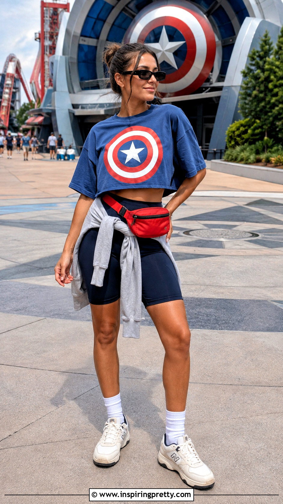 Captain America Crop Top With Biker Shorts - 25 captain america crop top outfit ideas