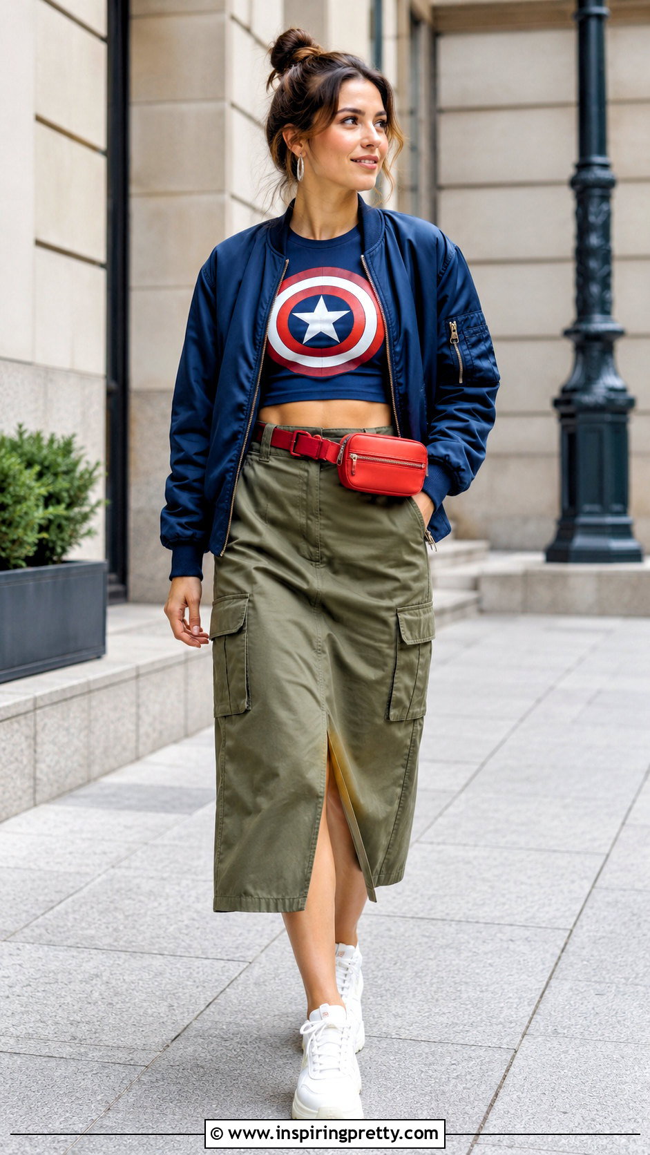 Captain America Crop Top With Utility Skirt - 25 captain america crop top outfit ideas