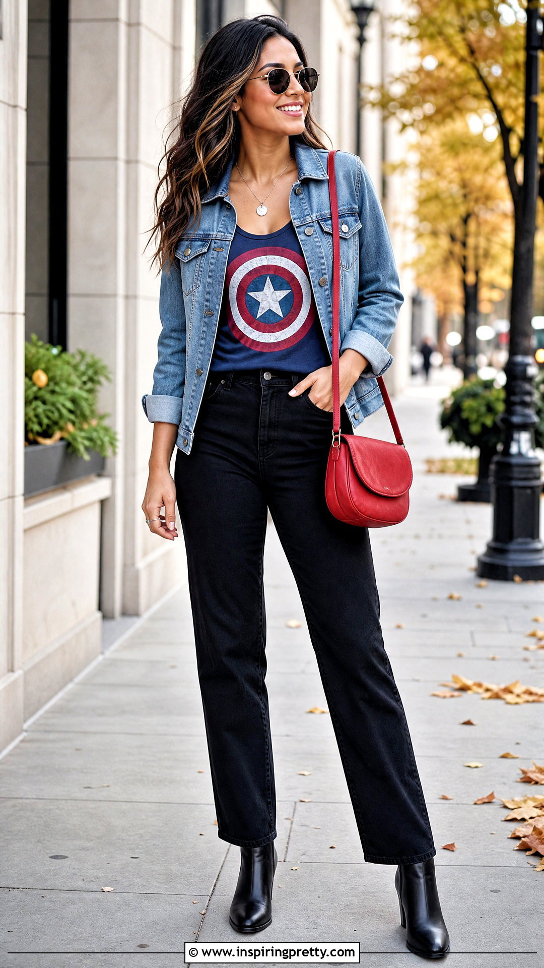 Captain America Tank Top With Black Jeans And Denim Jacket - 25 captain america tank top outfit ideas