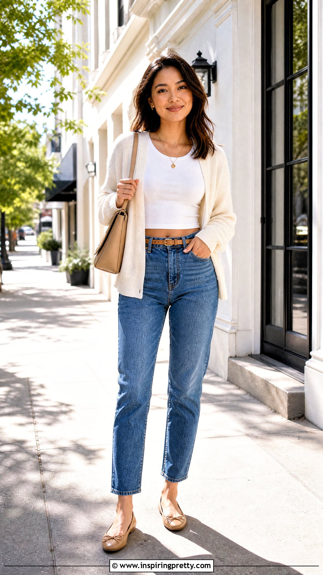 Cardigan And Straight Jeans Crop Top Outfit - 20 Petite Crop Tops outfit ideas