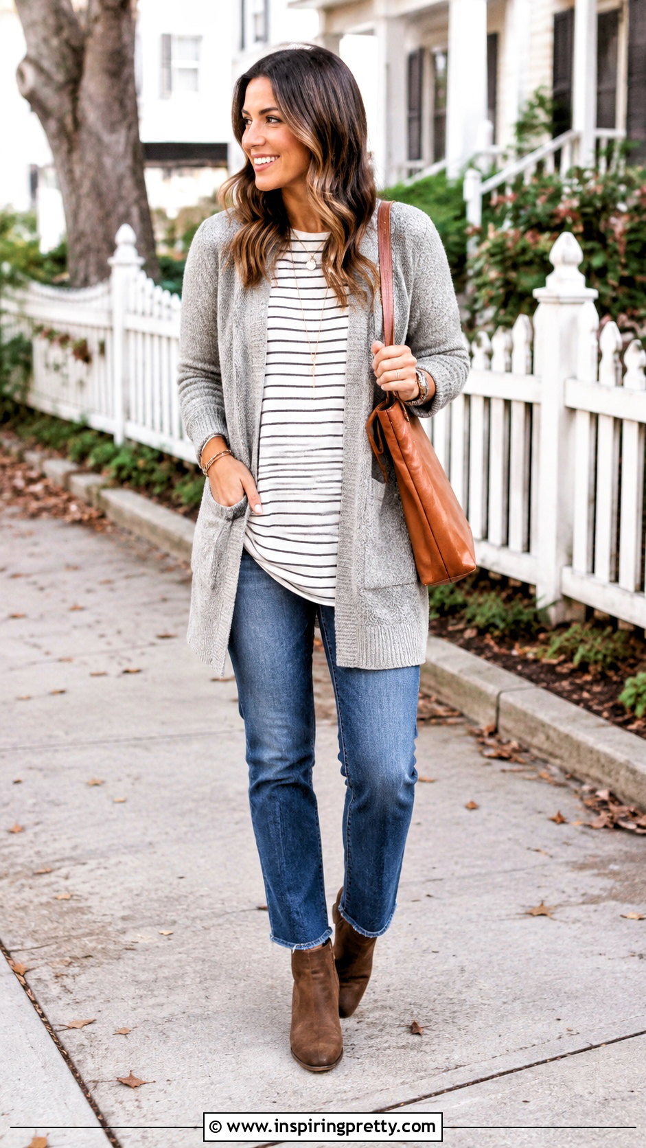 Cardigan Over Tunic Top With Jeans - 50 Tunic Top outfit ideas