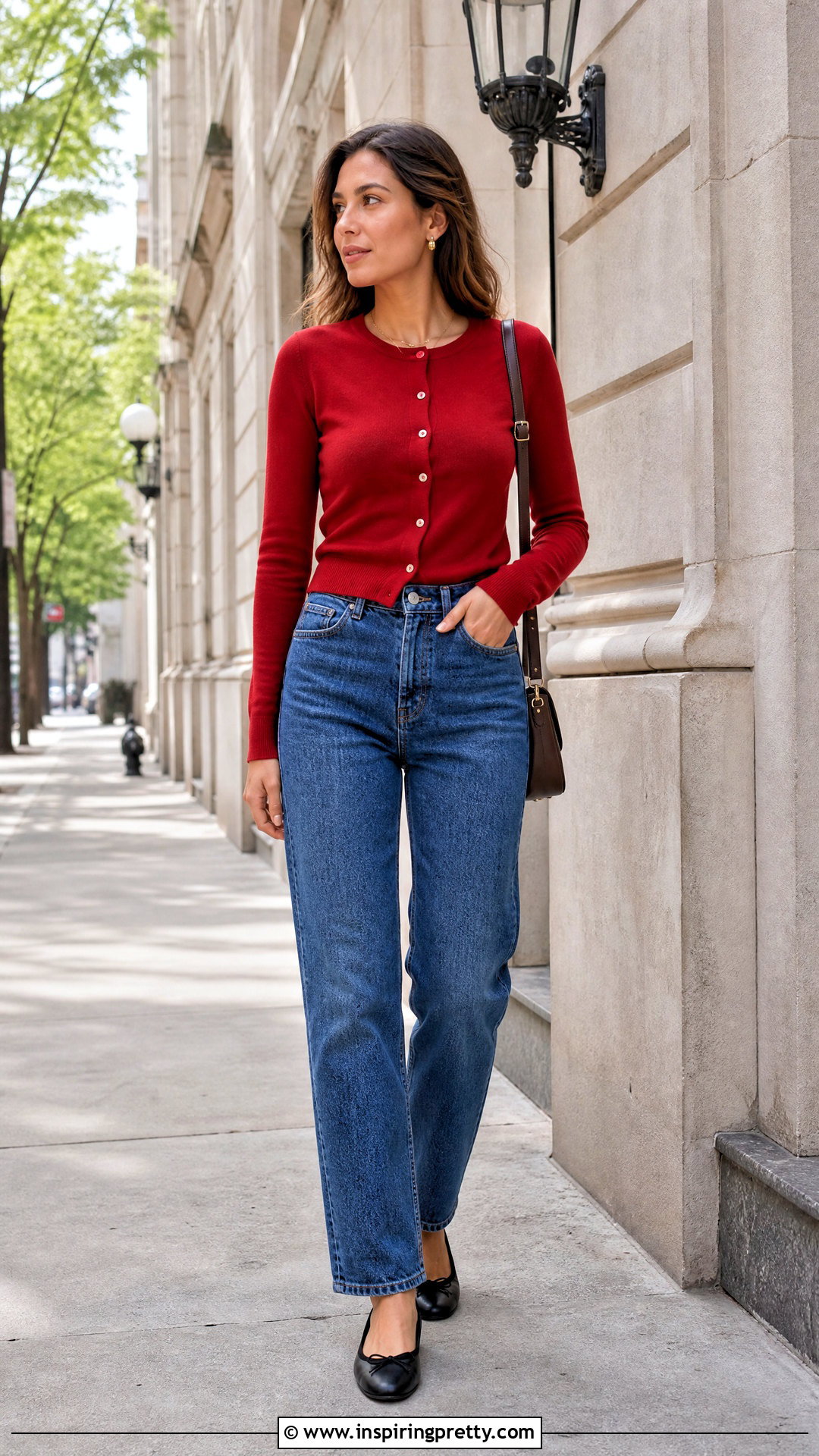 Cardigan Top With High Waisted Jeans - 50 types of tops outfit ideas