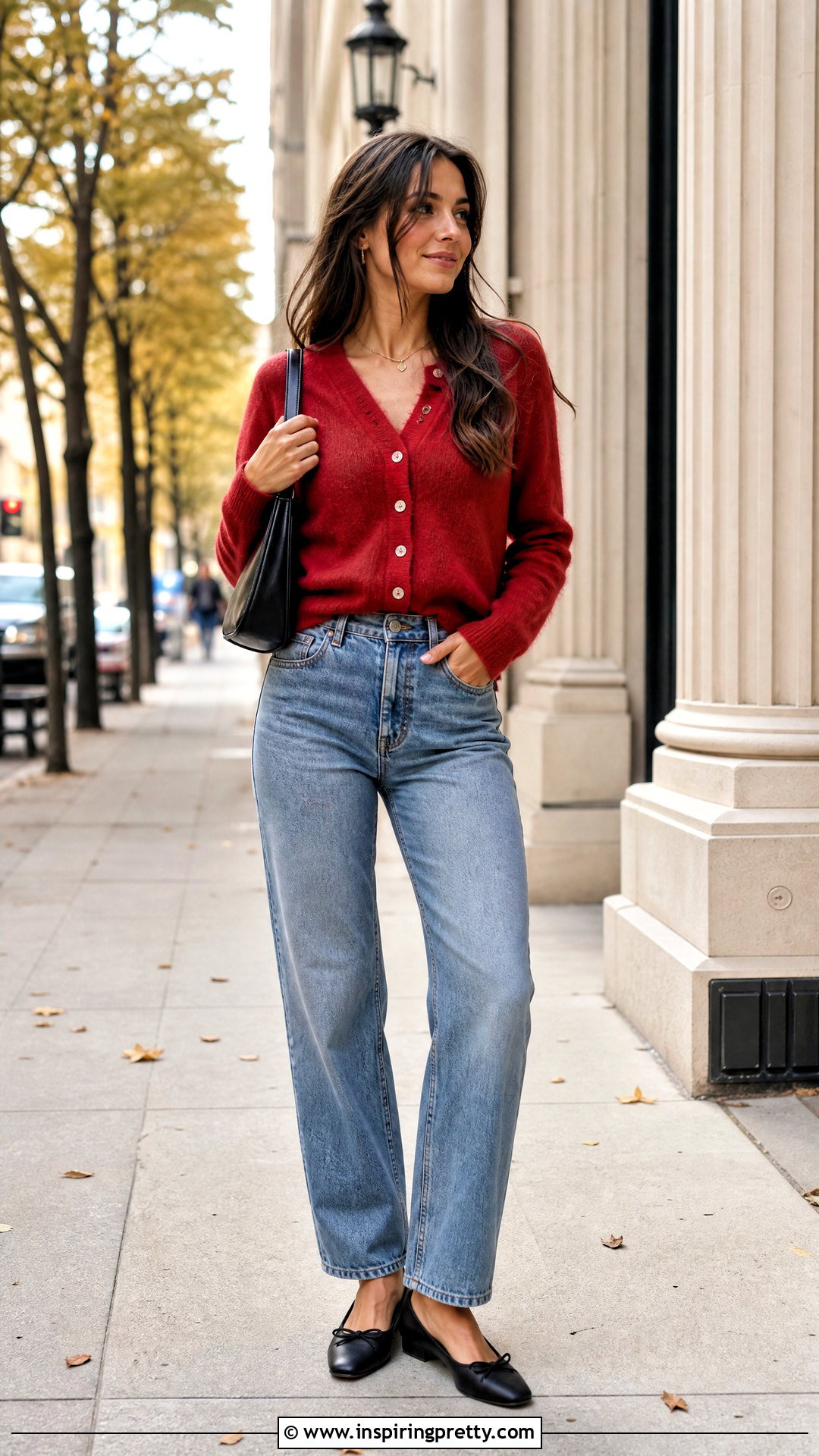 Cardigan Top With Relaxed Jeans - 50 womens tops outfit ideas