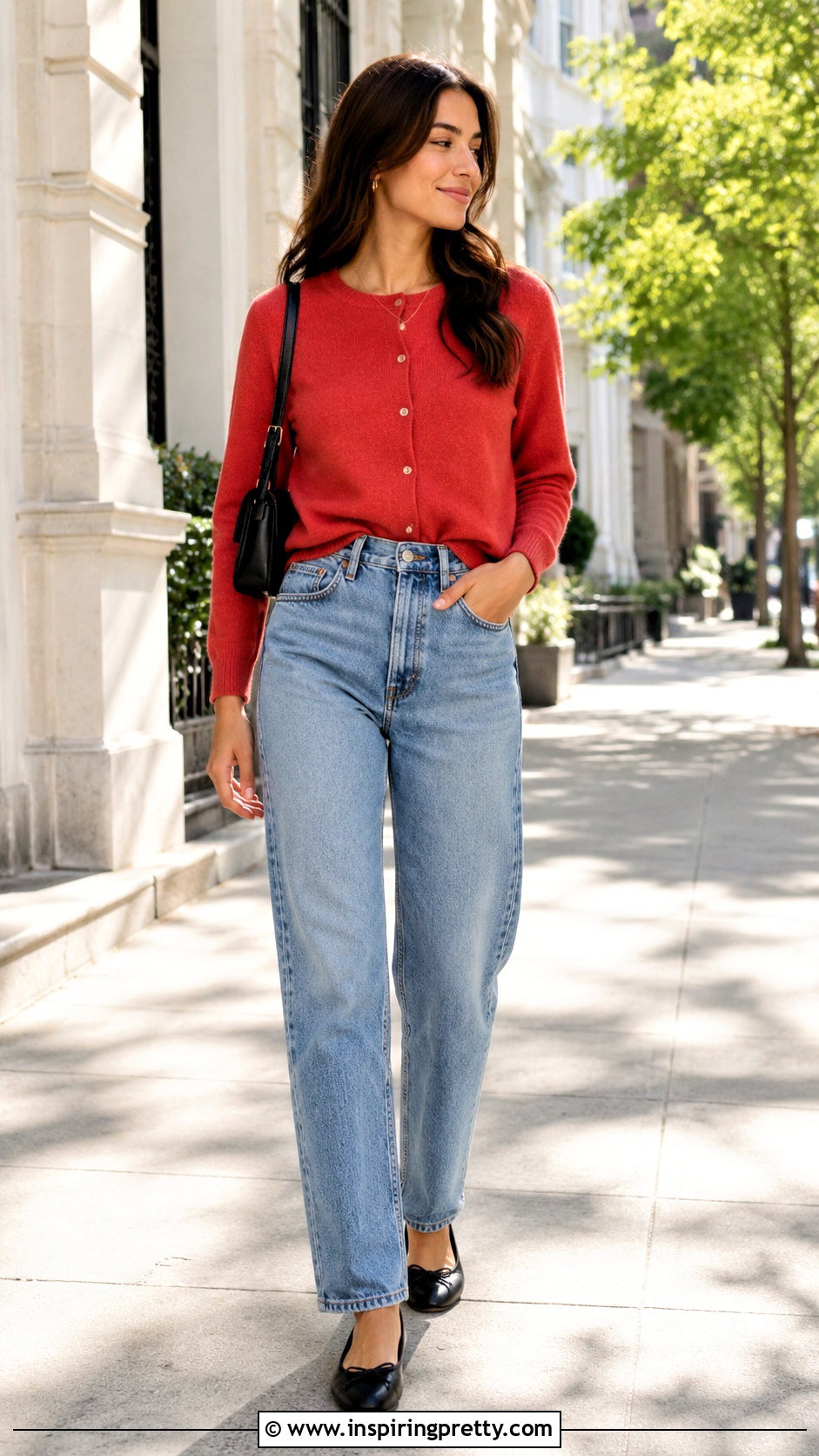 Cardigan Top With Straight Leg Jeans - 50 simple tops for women