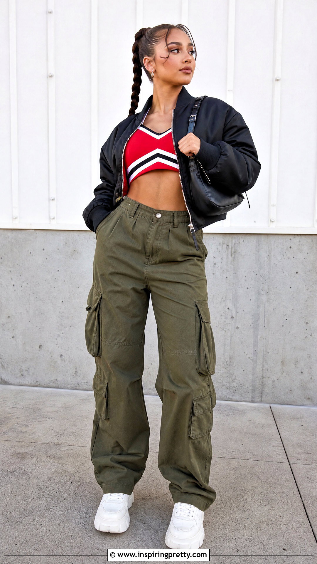 Cargo Pants Cheerleader Crop Top Outfit - 25 cheerleader crop top outfit ideas