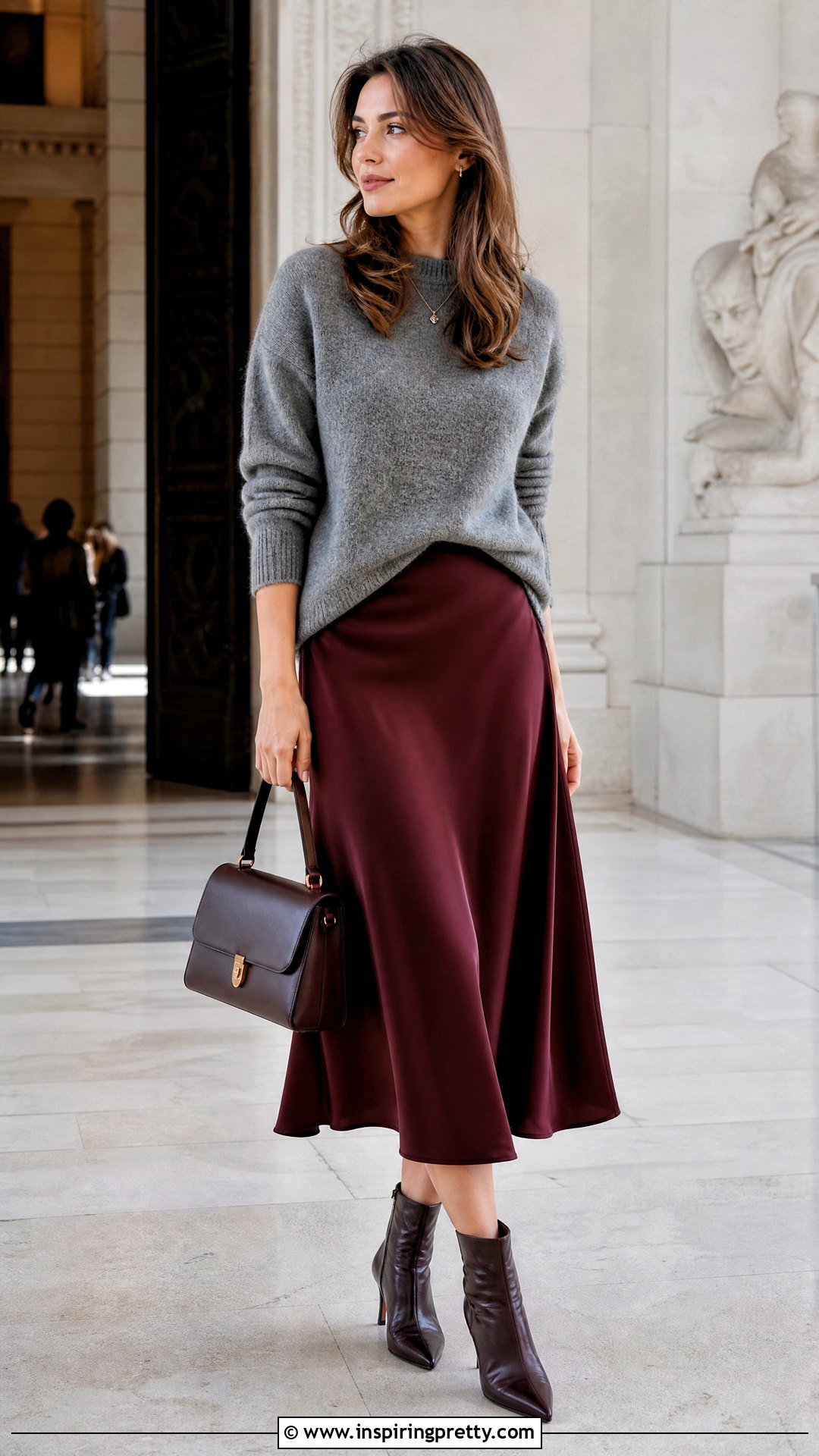 Cashmere Sweater And Silk Midi Skirt Outfit - 50 elegant tops classy outfits
