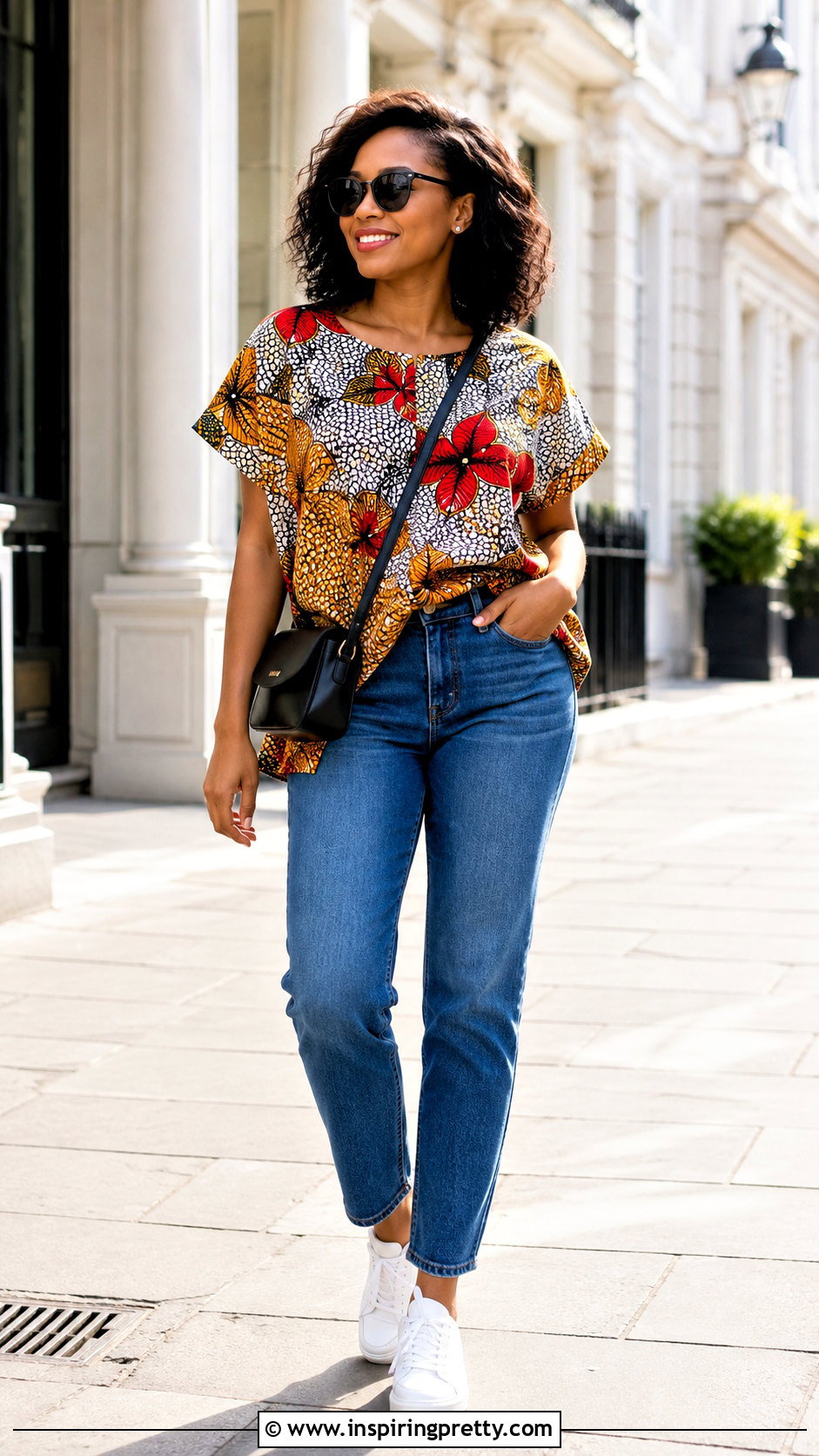 Casual Ankara Top With Jeans And Sneakers - 50 Simple Ankara Tops With Jeans