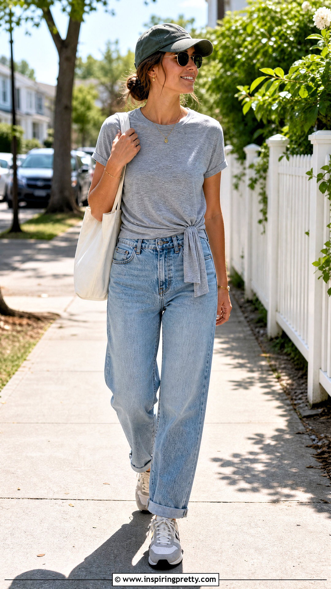 Casual Cinched Waist Top With Relaxed Jeans - 50 cinched waist top outfit ideas