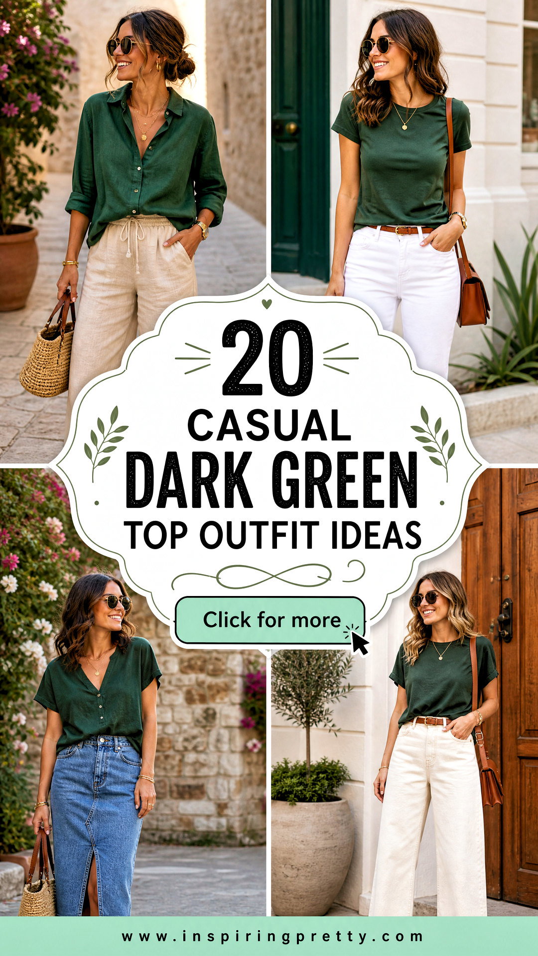 20 Casual Dark Green Top Outfit Ideas for Polished Days - 20 Casual Dark Green Top Outfit Ideas for Polished Days