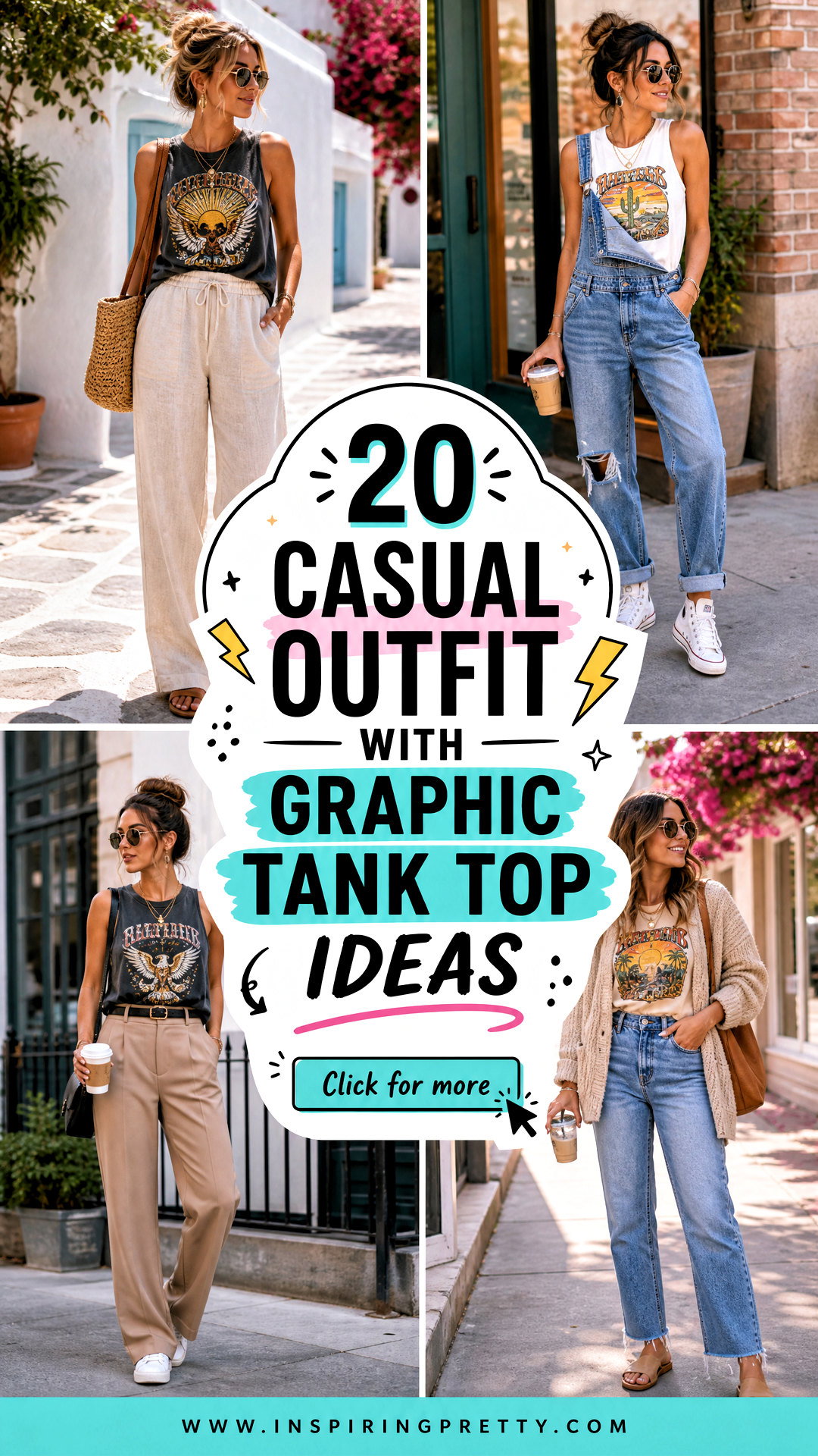 20 Casual Outfit With Graphic Tank Top Ideas for Summer - 20 Casual Outfit With Graphic Tank Top Ideas for Summer