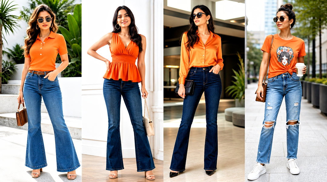 20 Casual Outfit With Orange Top And Jeans for Bright Days