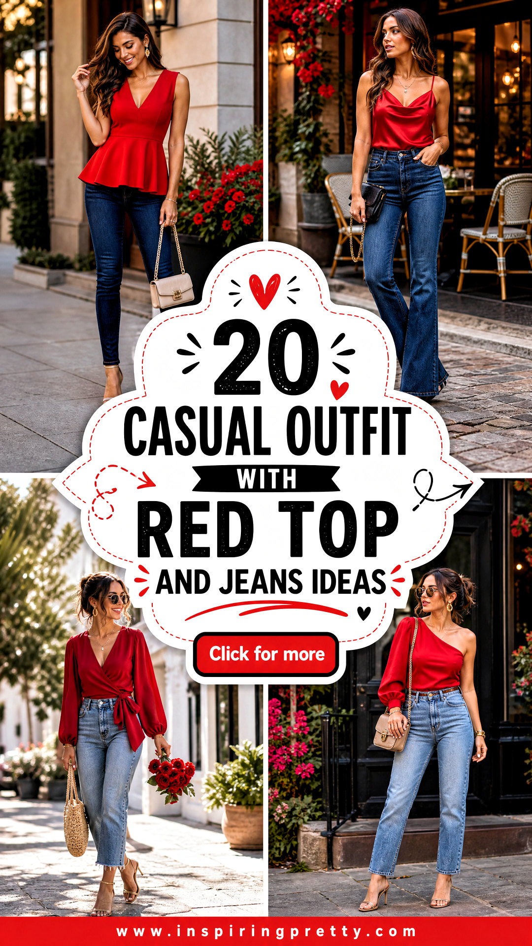 20 Casual Outfit With Red Top And Jeans Ideas for Date Night - 20 Casual Outfit With Red Top And Jeans Ideas for Date Night