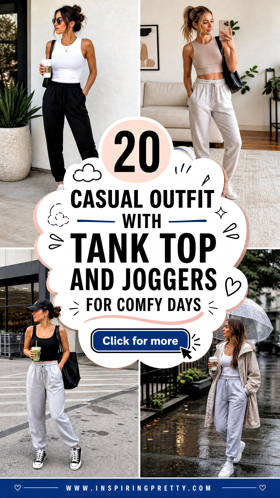 20 Casual Outfit With Tank Top And Joggers for Comfy Days - 20 Casual Outfit With Tank Top And Joggers for Comfy Days