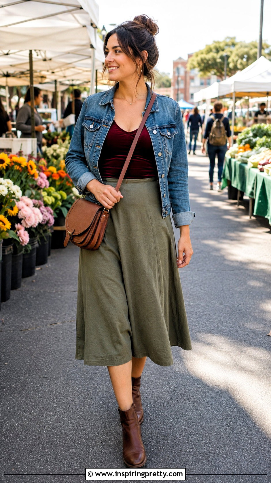 Casual Velvet Top With Denim Jacket And Skirt - 50 velvet tops for women