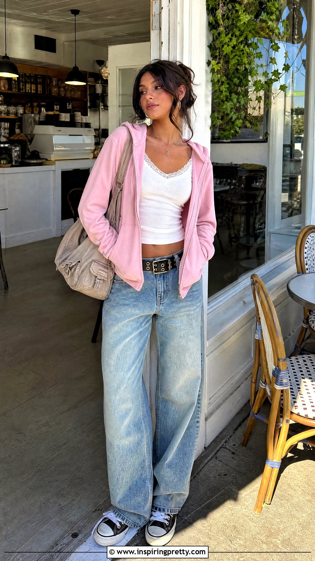 Casual Y K Tank Top With Zip Hoodie And Jeans - 50 y2k tank top outfit ideas
