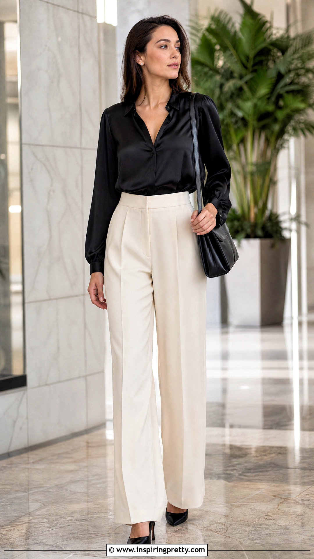 Catherine Malandrino Silk Blouse With Wide Leg Trousers - 20 catherine malandrino tops outfit ideas
