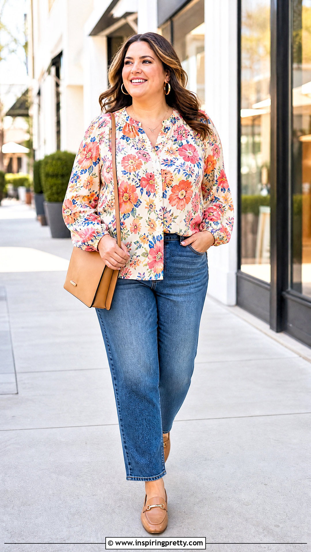 Cato Floral Blouse With Straight Leg Jeans - 20 Cato Tops For Women