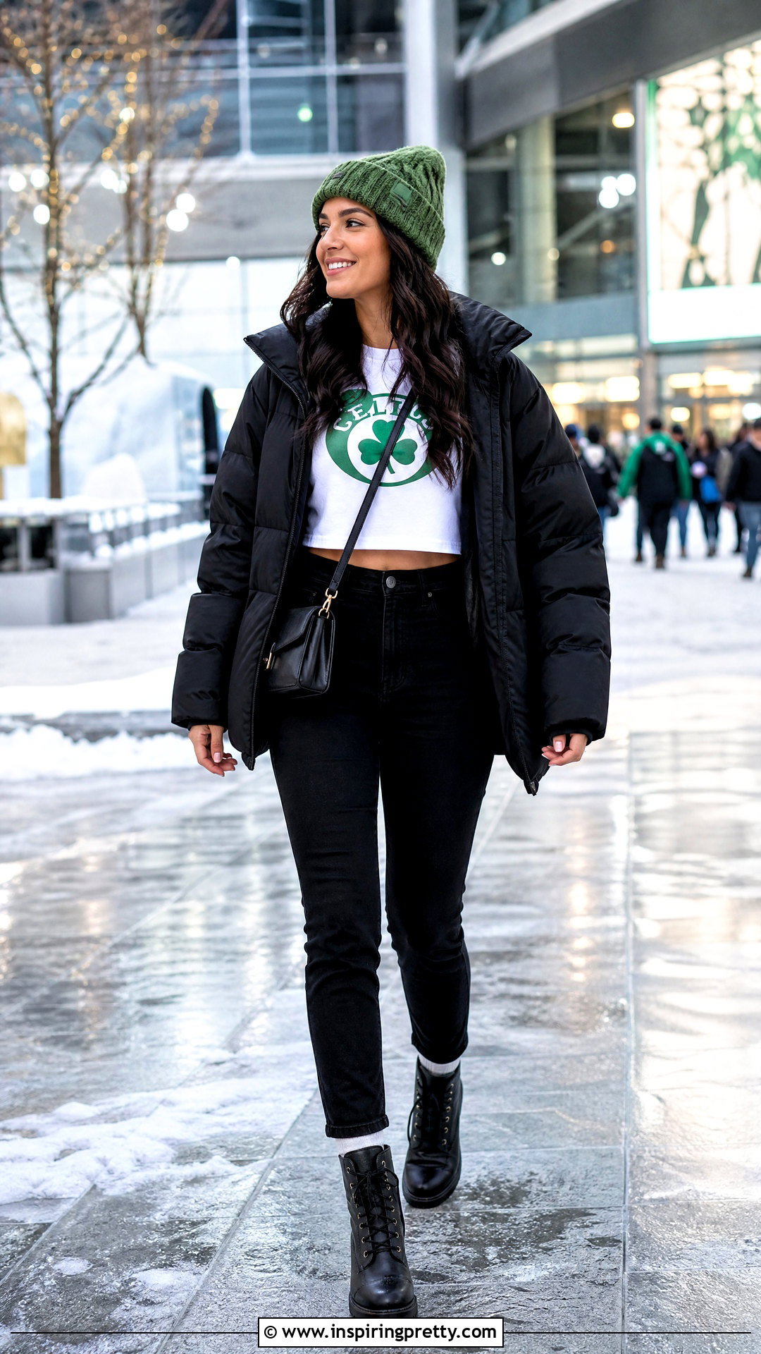 Celtics Crop Top With Puffer Jacket And Jeans - 20 boston celtics crop tops