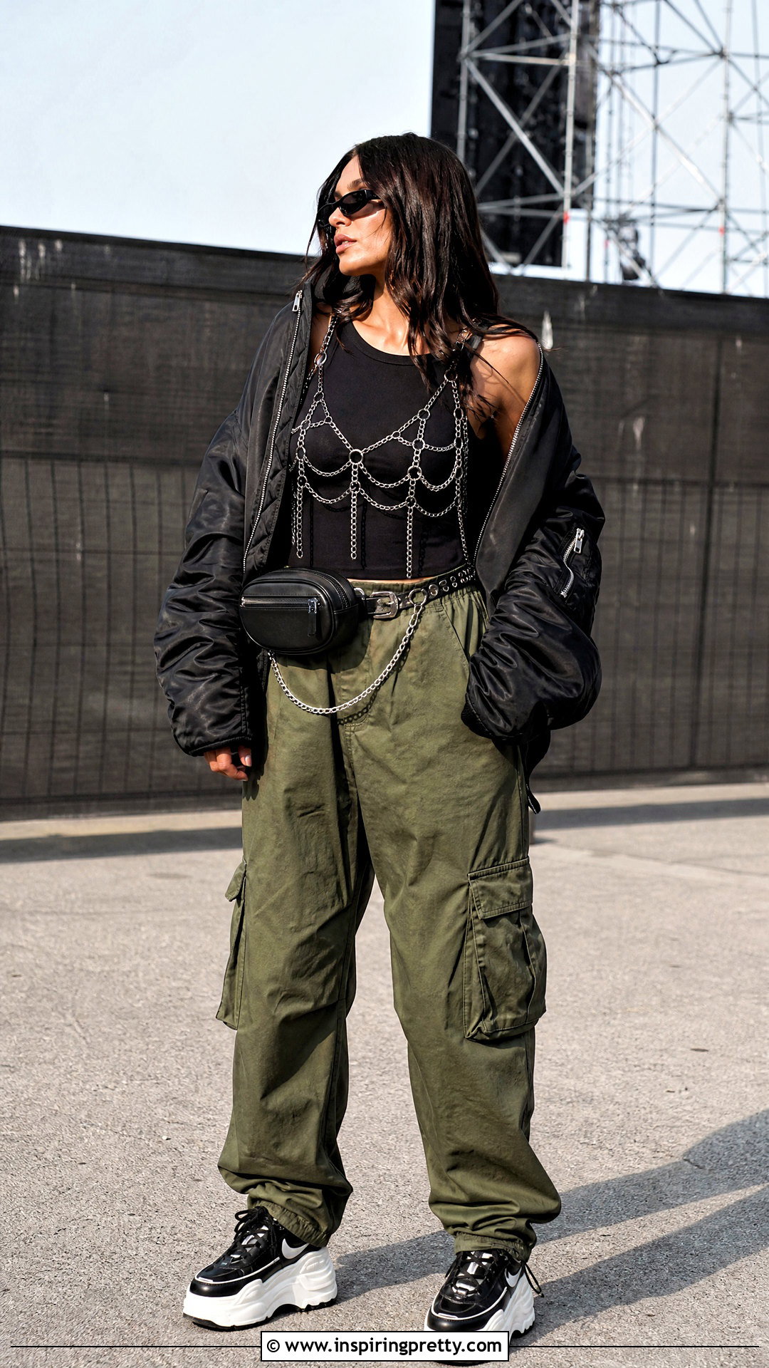 Chain Top With Cargo Pants - 50 chain top outfit ideas