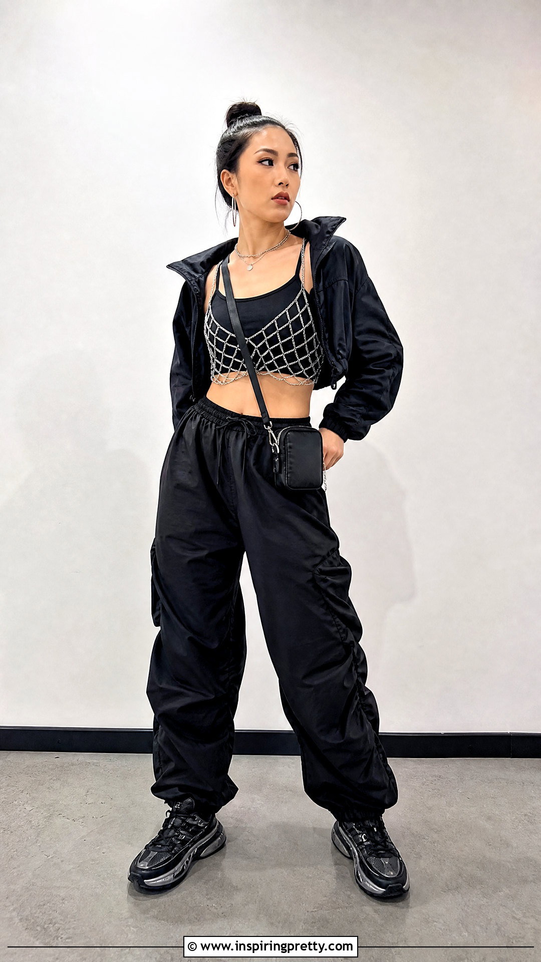 Chain Top With Parachute Pants - 50 chain top outfit ideas