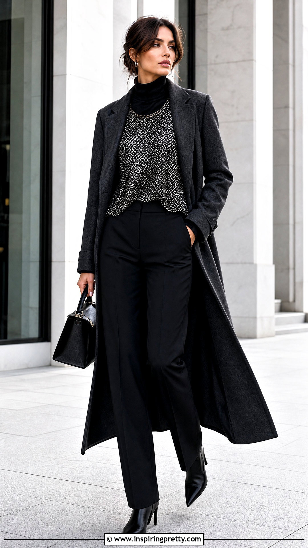 Chainmail Top Over A Black Turtleneck - 50 chainmail top outfit ideas