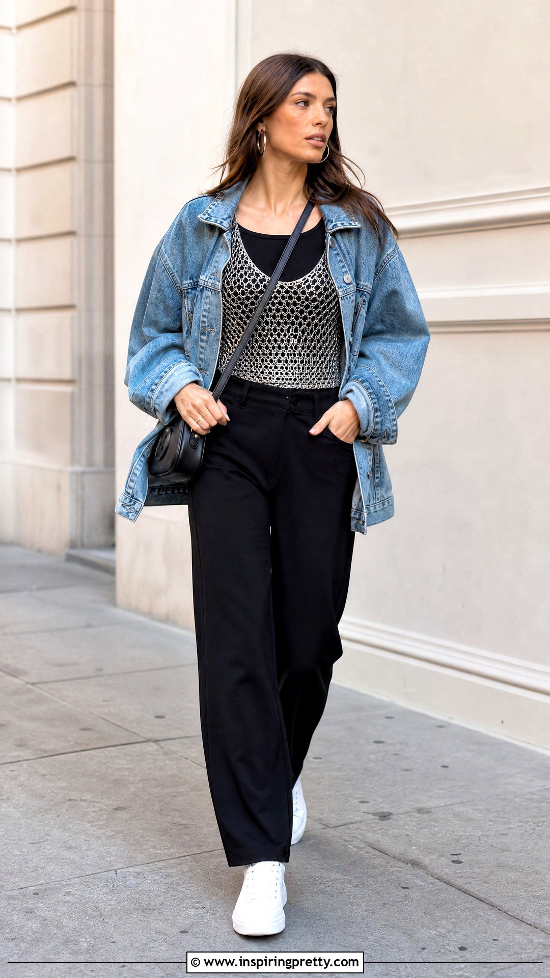 Chainmail Top With A Denim Jacket - 50 chainmail top outfit ideas