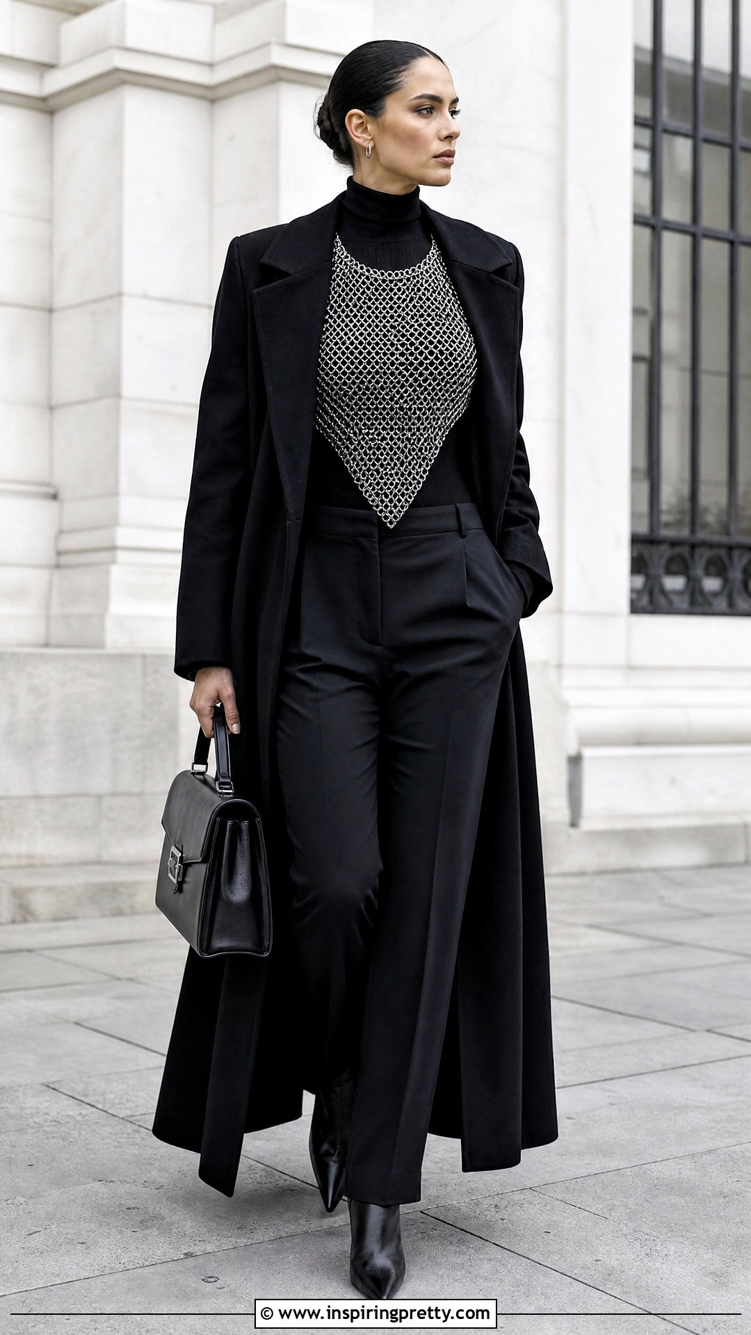 Chainmail Top With A Monochrome Black Outfit - 50 chainmail top outfit ideas
