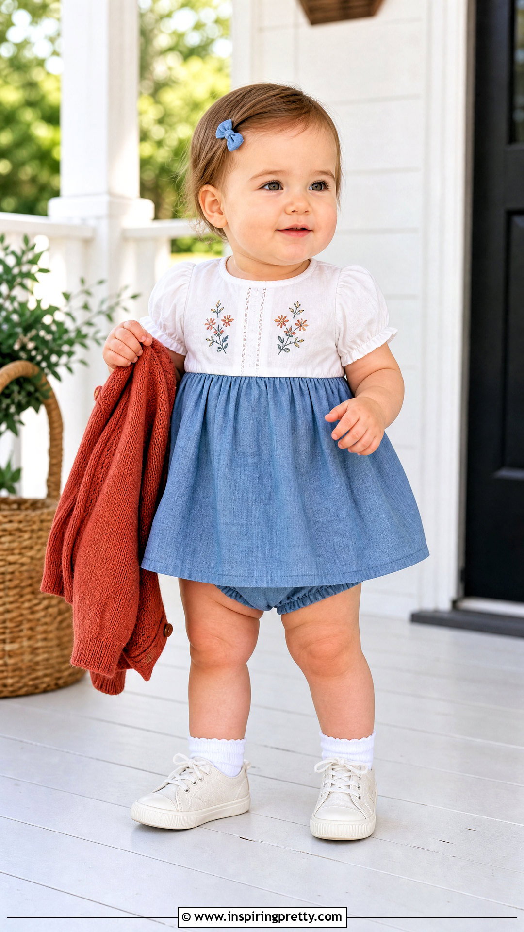 Chambray Baby Skirt Top Set - 50 baby skirt top designs