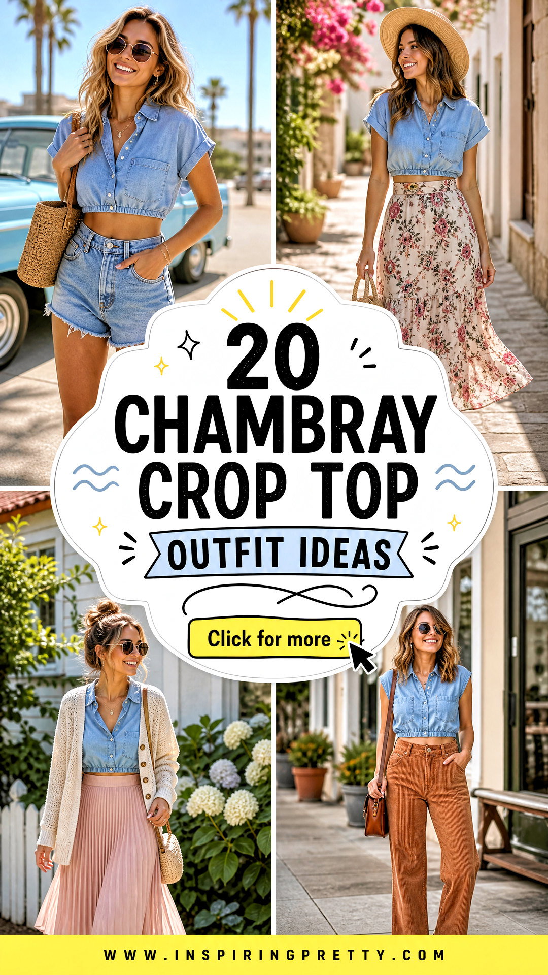 20 Chambray Crop Top Outfit Ideas for Easy Summer Style - 20 Chambray Crop Top Outfit Ideas for Easy Summer Style