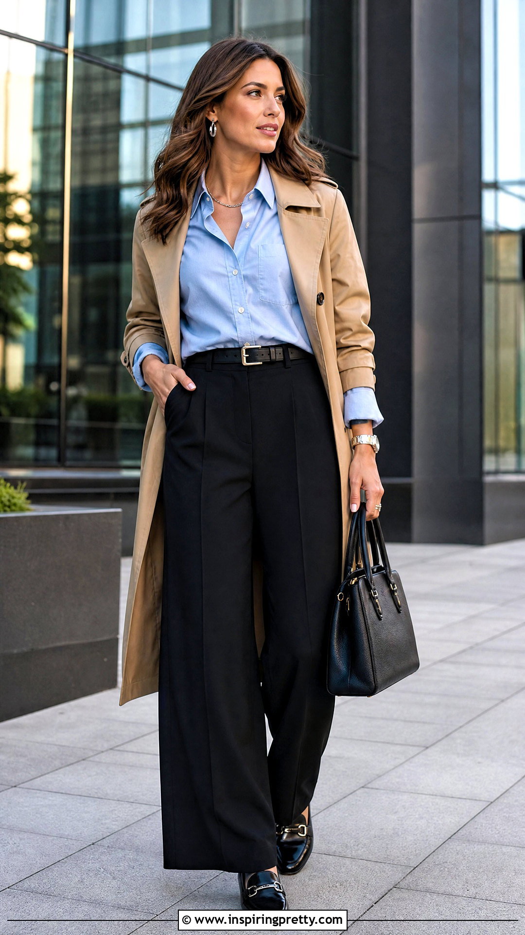 Chambray Full Sleeve Top With Black Trousers - 50 full sleeve top outfits