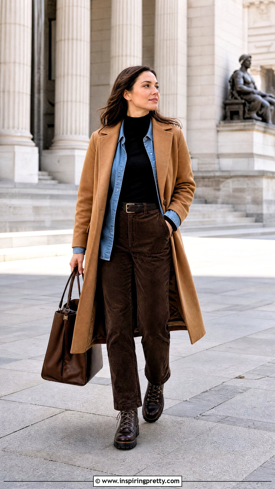 Chambray Shirt With A Turtleneck - 50 winter tops for women