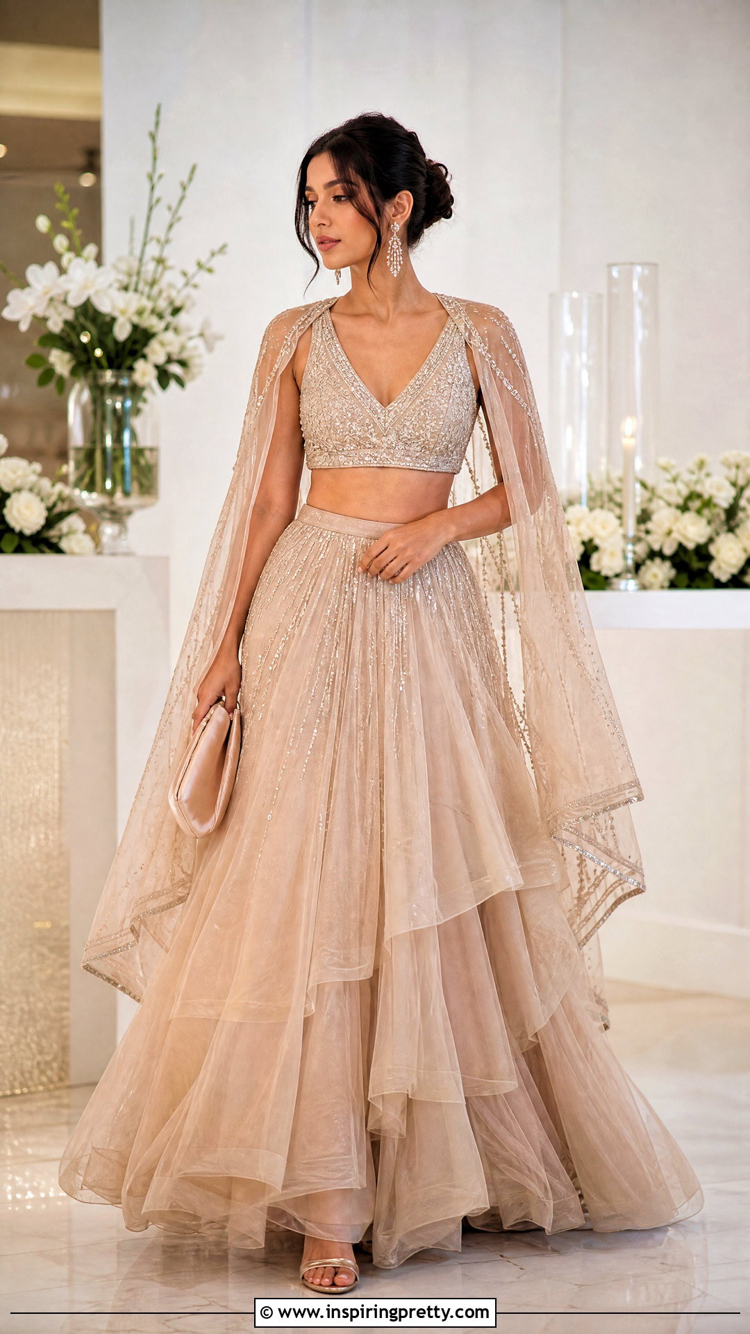Champagne Crop Top Lehenga - 50 crop top lehenga designs