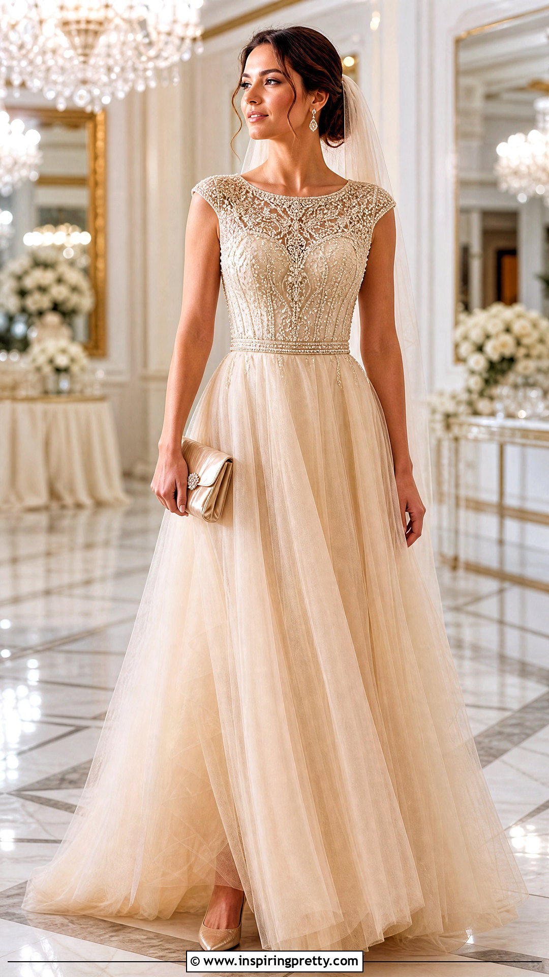 Champagne Tulle Wedding Skirt With Beaded Top - 25 Tulle Wedding Skirt And Top outfit ideas