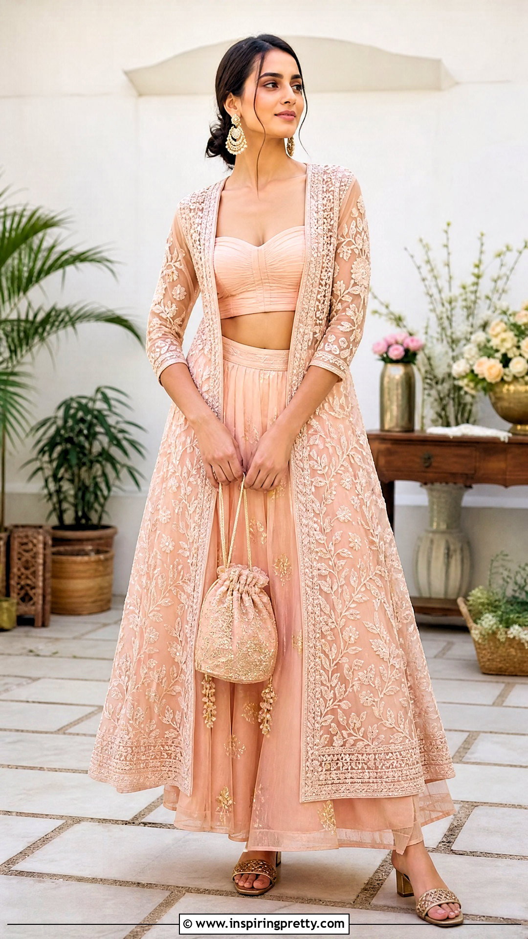 Chanderi Crop Top Lehenga With Embroidered Jacket - 50 crop top lehenga with jacket outfit ideas