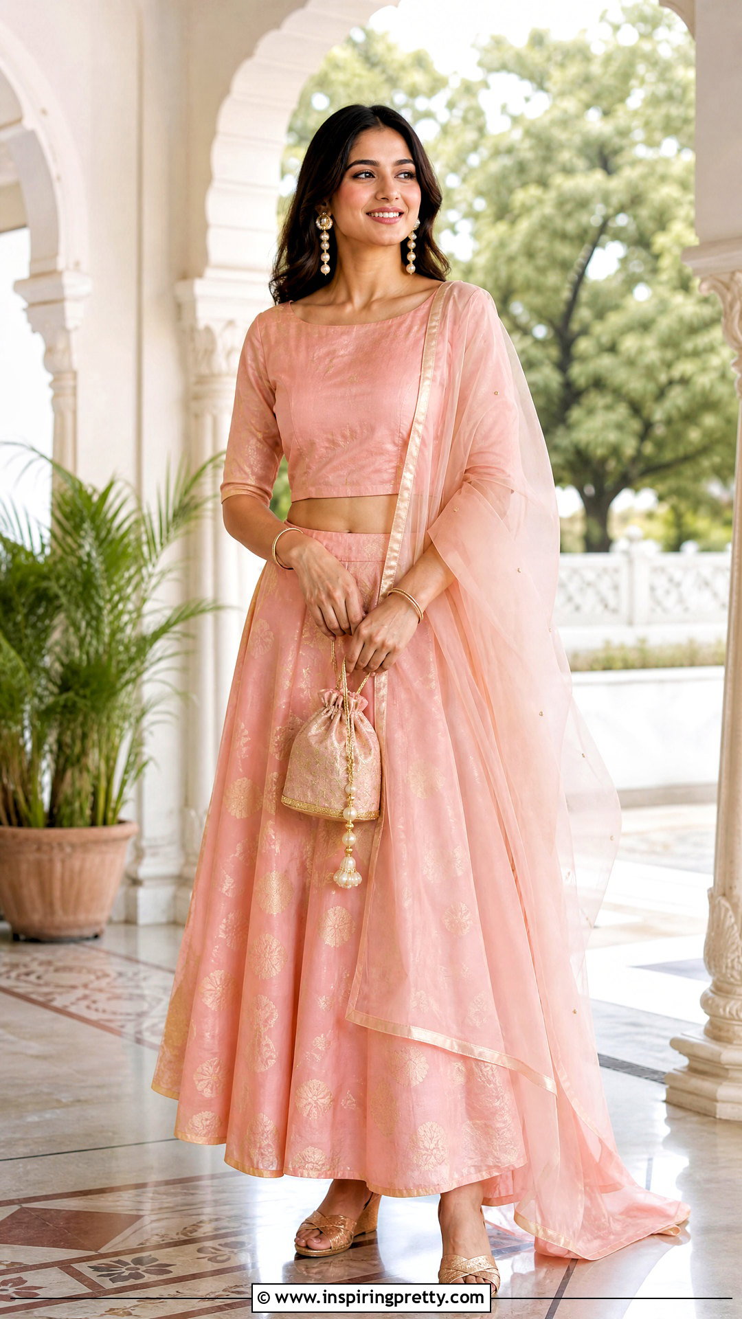 Chanderi Skirt And Boat Neck Top - 50 skirt and top traditional outfit ideas