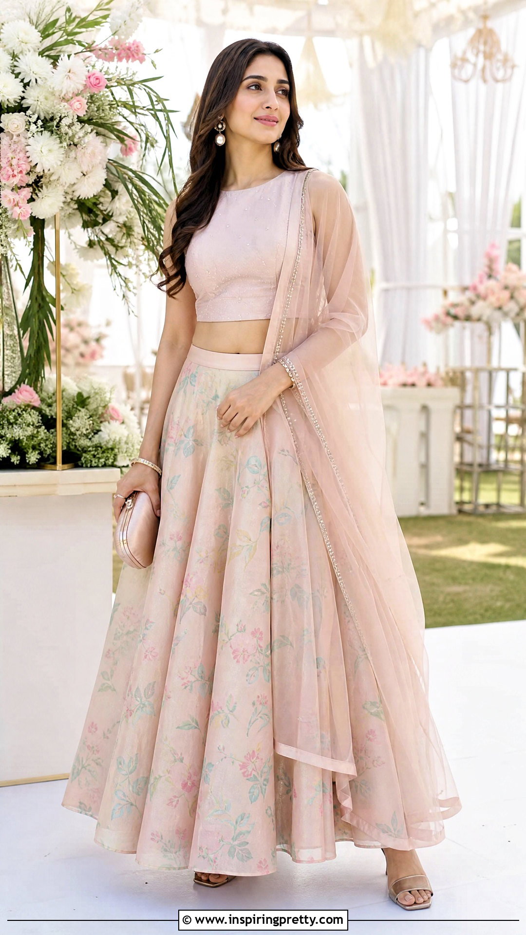 Chanderi Skirt With Sleeveless Blouse - 50 traditional skirt and top outfits