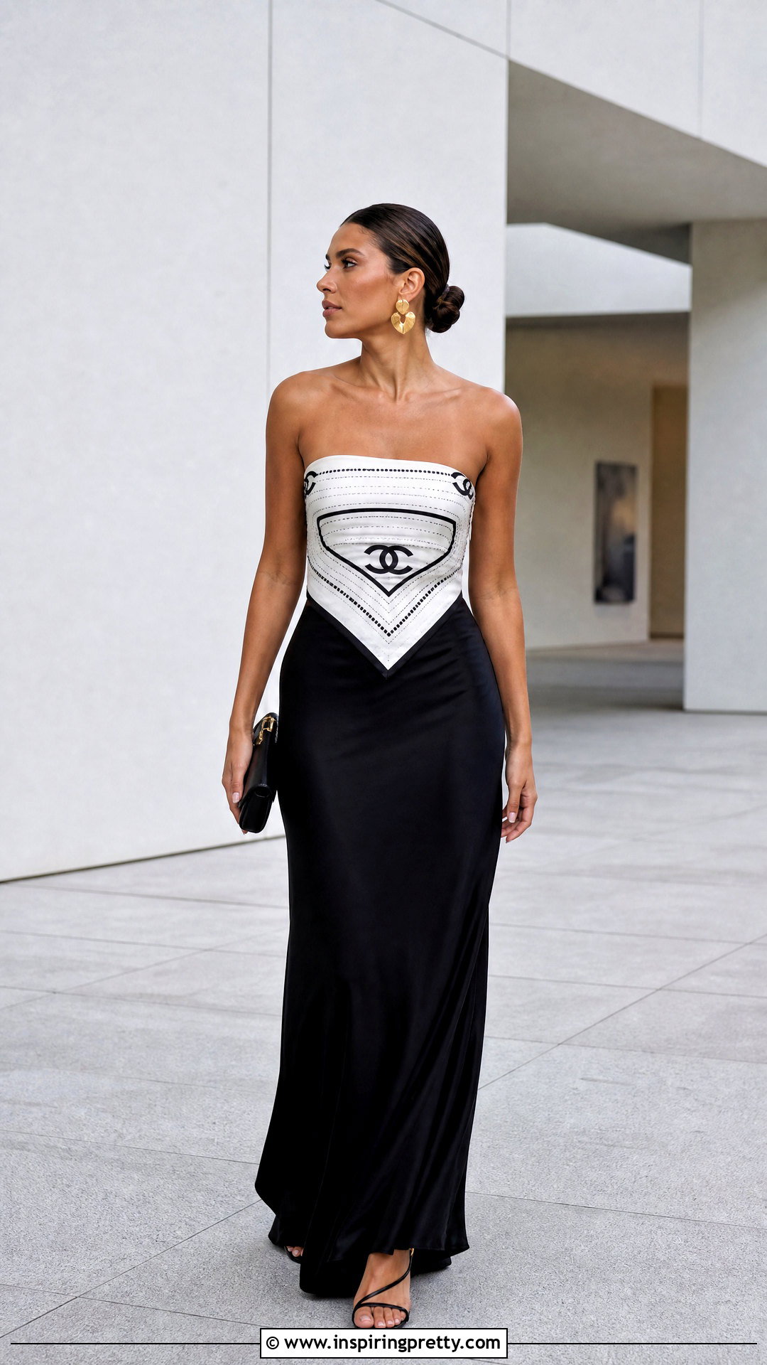 Chanel Bandana Top With Black Maxi Skirt - 20 chanel bandana top outfit ideas