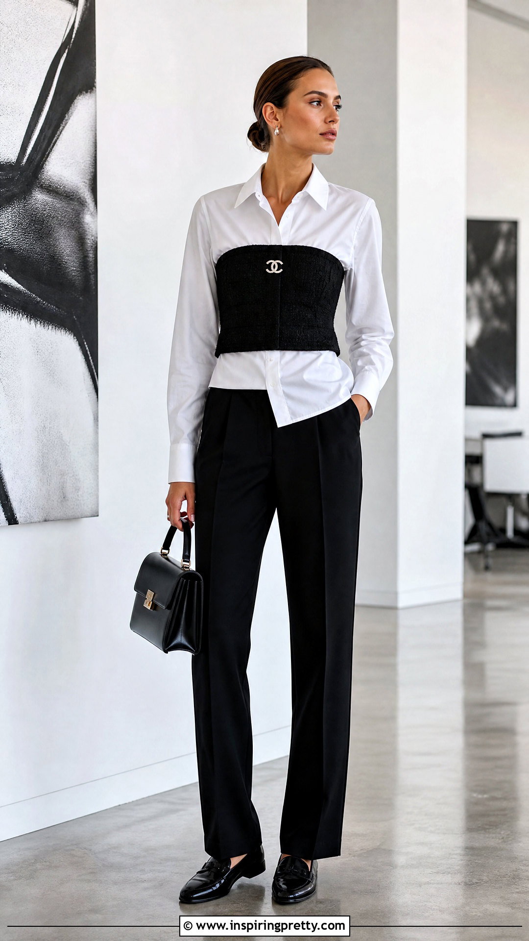 Chanel Bandeau Top Over A White Shirt - 20 chanel bandeau top outfit ideas
