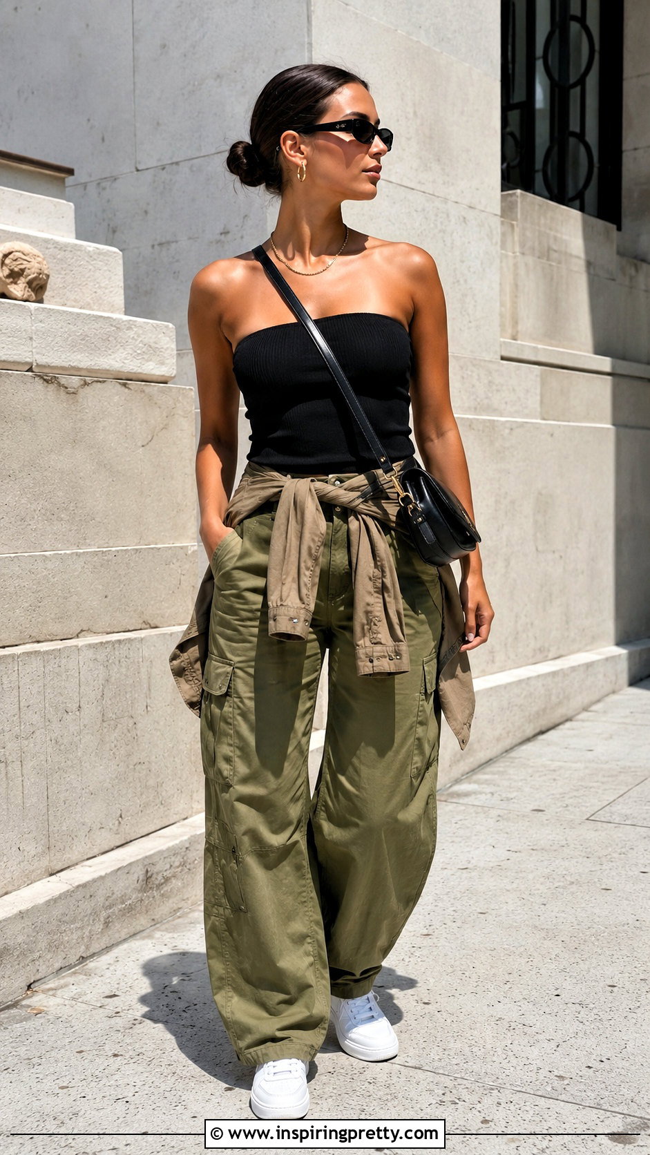 Chanel Bandeau Top With Cargo Pants - 20 chanel bandeau top outfit ideas