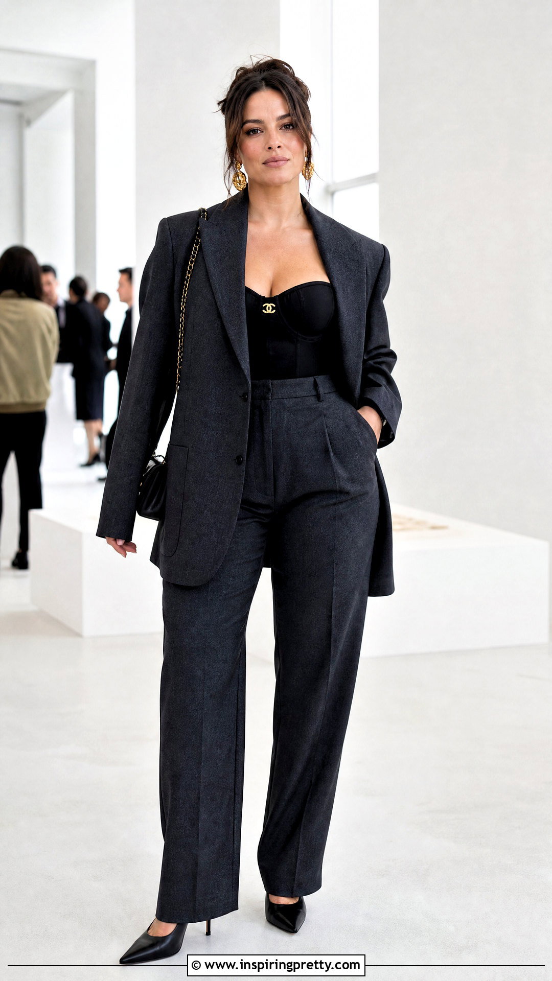 Chanel Corset Top With Oversized Blazer - 50 Chanel Top outfit ideas