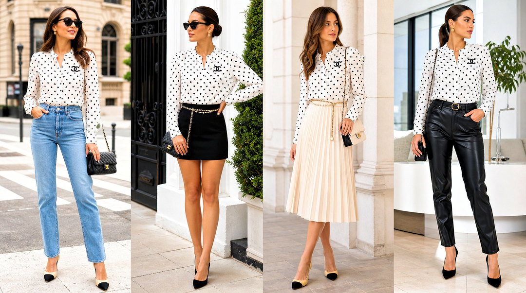 25 Chanel Polka Dot Top Outfit Ideas for Playful Luxe Style